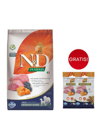 FARMINA N&D Pumpkin lamb&blueberry Adult Medium Maxi 12 kg + Snack Dental Treat Lamb Blueberry Mini 2x60 g GRATIS!