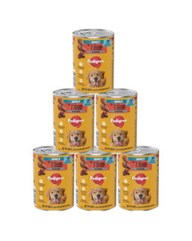 PEDIGREE Adult Nassfutter mit Rind, Lamm und Huhn in Mousse für adulte Hunde 6x400g