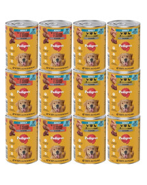 PEDIGREE Adult Mix Geschmacks: Rind, Lamm, Huhn und Geflügel in Soße 12x400 g