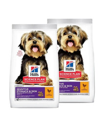 HILL'S Science Plan Adult Small Mini Sensitive Stomach and Skin Chicken für empfindliche Hunde kleiner und miniaturer Rassen 2x6 kg