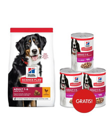 HILL'S Science Plan Canine Adult Large breed Chicken große Rassen 18 kg + 3 Dosen GRATIS