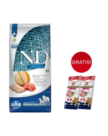 FARMINA N&D Ocean Dog Adult Medium & Maxi Lachs, Kabeljau, Kürbis, Cantaloupe-Melone 12 kg + Zahnpflege Snacks 2x100g GRATIS!