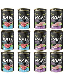 RAFI Cat Mix Geschmacks Nassfutter mit Lamm und Kaninchen für adulte sterilisierte Katzen getreidefrei 12x400 g