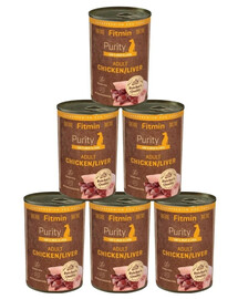 FITMIN Purity Adult Chicken with Liver Nassfutter Huhn mit Leber für adulte Hunde getreidefrei 6x400g
