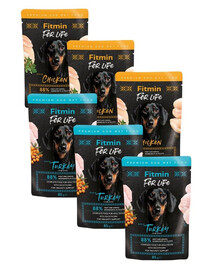 FITMIN For Life Dog Adult Mix Geschmacks Pute mit Sanddorn und Huhn mit Kräutern in Soße für adulte Hunde 6x85 g