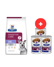 HILL'S Prescription Diet Digestive Care i/d ActivBiome Canine Low Fat Huhn 12 kg + 3 Dosen GRATIS