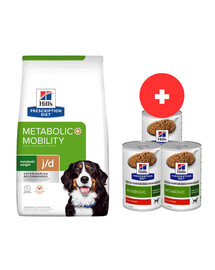 HILL'S Prescription Diet Canine Metabolic + Mobility für übergewichtige Hunde 12 kg + 3 Dosen GRATIS