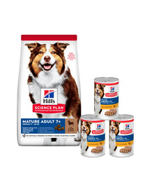 HILL'S Science Plan Canine Mature Adult Lamb & Rice für ältere Hunde 14 kg + 3 Dosen GRATIS
