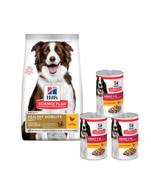 HILL'S Science Plan Canine Adult Healthy Mobility Medium Huhn für mittelgroße Rassen mit Huhn zur Unterstützung der Gelenke 14 kg + 3 Dosen GRATIS