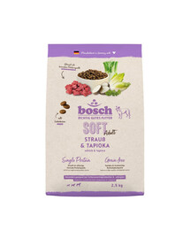 BOSCH Soft Trockenfutter mit Strauß und Tapioka monoprotein getreidefrei für adulte Hunde 2,5 kg