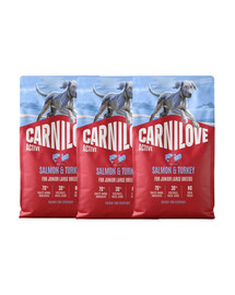 CARNILOVE Active Junior Large Breeds Trockenfutter Lachs und Truthahn für Junghunde großer Rassen 3x4 kg