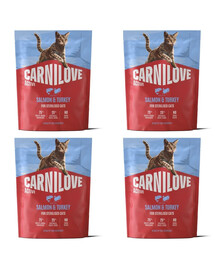 CARNILOVE Active Trockenfutter mit Lachs und Pute für sterilisierten Katzen getreidefrei 4x400g