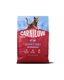 CARNILOVE Active Trockenfutter mit Lachs und Pute für sterilisierten Katzen getreidefrei 2 kg