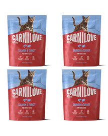 CARNILOVE Active Trockenfutter mit Lachs und Pute für alle adulte Katzen getreidefrei 4x400 g