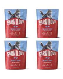 CARNILOVE Active Trockenfutter mit Lachs und Pute für adulte große Katzenrassen getreidefrei 4x400 g