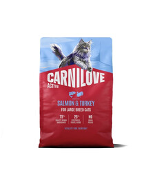 CARNILOVE Active Trockenfutter mit Lachs und Pute für adulte große Katzenrassen getreidefrei 2 kg
