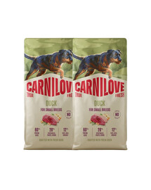 CARNILOVE True Fresh Trockenfutter mit Ente für adulte Hunde kleiner Rassen getreidefrei 2x12 kg