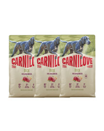 CARNILOVE True Fresh Duck Adult Large Breeds Trockenfutter mit Ente für adulte Hunde großer Rassen getreidefrei 3x4 kg