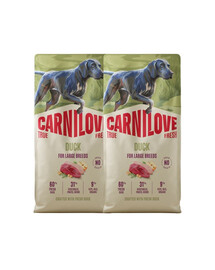 CARNILOVE True Fresh Duck Adult Large Breeds Trockenfutter mit Ente für adulte Hunde großer Rassen getreidefrei 2x12 kg