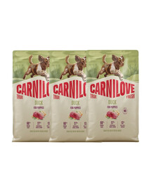 CARNILOVE True Fresh Duck Puppies Trockenfutter mit Ente für Welpen aller Rassen getreidefrei 3x4 kg