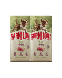 CARNILOVE True Fresh Duck Puppies Trockenfutter mit Ente für Welpen aller Rassen getreidefrei 2x12 kg