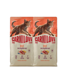 CARNILOVE True Fresh Sterilised Trockenfutter mit Rind für kastrierte Katzen getreidefrei 2x6 kg
