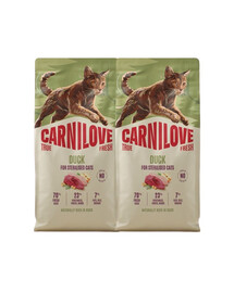 CARNILOVE True Fresh Sterilised Trockenfutter mit Ente für kastrierte Katzen getreidefrei 2x6 kg