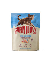 CARNILOVE True Fresh Sterilised Trockenfutter mit Fisch und Pute für kastrierte Katzen getreidefrei 400 g
