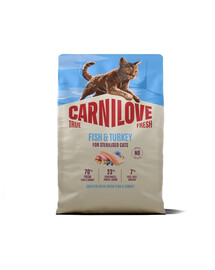 CARNILOVE True Fresh Sterilised Trockenfutter mit Fisch und Pute für kastrierte Katzen getreidefrei 2 kg
