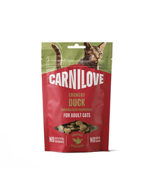 CARNILOVE Crunchy Snack knuspriger Snack mit Ente und Himbeeren für Katzen getreidefrei 50g