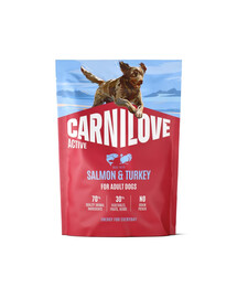 CARNILOVE Active Adult Trockenfutter mit Lachs und Truthahn für aktive Hunde aller Rassen getreidefrei 1,5 kg