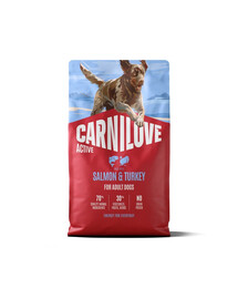 CARNILOVE Active Adult Trockenfutter mit Lachs und Truthahn für aktive Hunde aller Rassen getreidefrei 4 kg