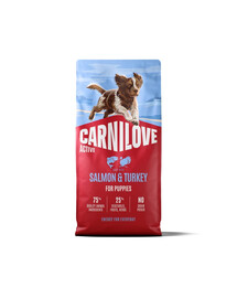 CARNILOVE Active Puppies Trockenfutter Lachs und Truthahn für Welpen getreidefrei 12 kg