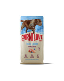 CARNILOVE True Fresh Fish and Turkey Adult Trockenfutter mit Fisch und Truthahn für adulte Hunde getreidefrei 12 kg