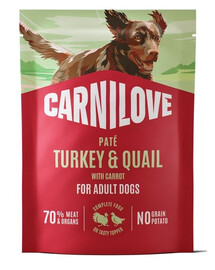 CARNILOVE Nassfutter Pastete mit Truthahn und Wachtel für adulte Hunde getreidefrei 300g
