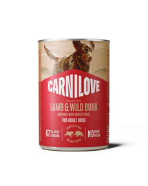 CARNILOVE Dog Can Nassfutter Pastete mit Lamm und Wildschwein für adulte Hunde 400g