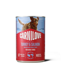 CARNILOVE Dog Can Nassfutter Pastete mit Pute und Lachs für adulte Hunde getreidefrei 400g