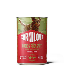 CARNILOVE Dog Can Nassfutter Pastete mit Ente und Fasan für adulte Hunde getreidefrei 400g