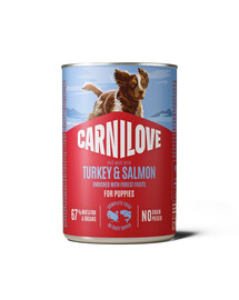 CARNILOVE Dog Can Nassfutter Pastete mit Pute und Lachs für Welpen getreidefrei 400g