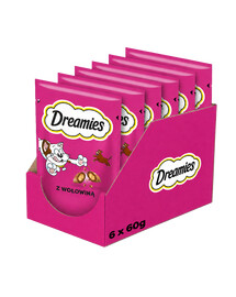 DREAMIES knusprige Snacks mit Rind für Katzen 6x60 g