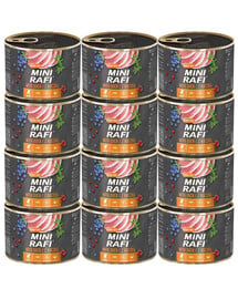 RAFI Mini Nassfutter mit Ente für adulte kleine Hunde getreidefrei 12x185g