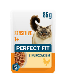 PERFECT FIT Sensitive 1+ Nassfutter mit Huhn für adulte Katzen mit empfindlichem Verdauungssystem 85g