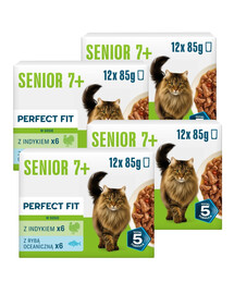 PERFECT FIT Senior 7+ Nassfutter Mix Geschmacks für ältere Katzen 48 x 85g