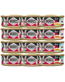 VOSKES Soup Nassfutter Mix Geschmacks Suppe mit Rind, Huhn, Lachs und Thunfisch für Katzen 12x50 g