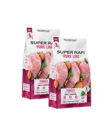 SUPER RAFI Pure Line Trockenfutter Pute mit Süßkartoffeln für adulte Hunde aller Rassen getreidefrei 2x9 kg