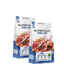 SUPER RAFI Pure Line Trockenfutter Lamm mit Süßkartoffeln für adulte Hunde aller Rassen getreidefrei 2x9 kg
