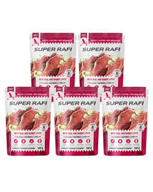 SUPER RAFI Nassfutter Pastete mit Kalbfleisch und Kaninchenleber für adulte Hunde aller Rassen getreidefrei 5x500 g