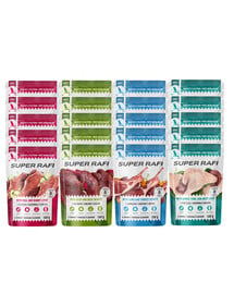 SUPER RAFI Mix Geschmacks Nassfutter Pastete mit Perlhuhn, Kalb, Wild, Lamm, Leber, Herzen für adulte Hunde aller Rassen getreidefrei 20x500 g