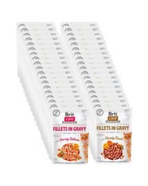 BRIT Care Fillets in Gravy Mix Geschmacks in Soße mit Ente und Lachs für Katzen 48x85 g