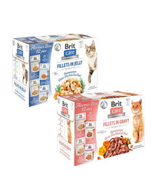 BRIT Care Fillets in Jelly and in Gravy Geschmacksmix in Gelee und in Soße für Katzen 24x85g